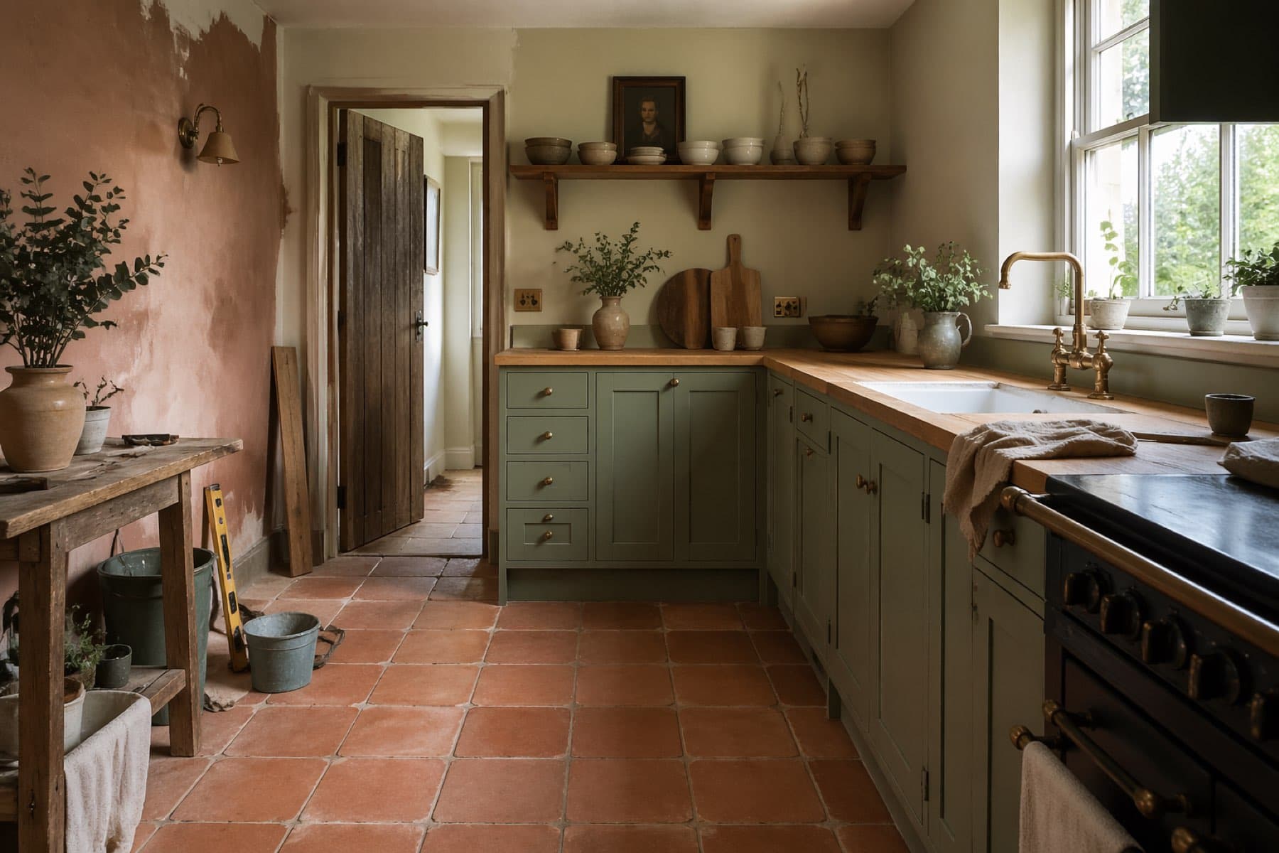 Cottage-style kitchen mid-upgrade