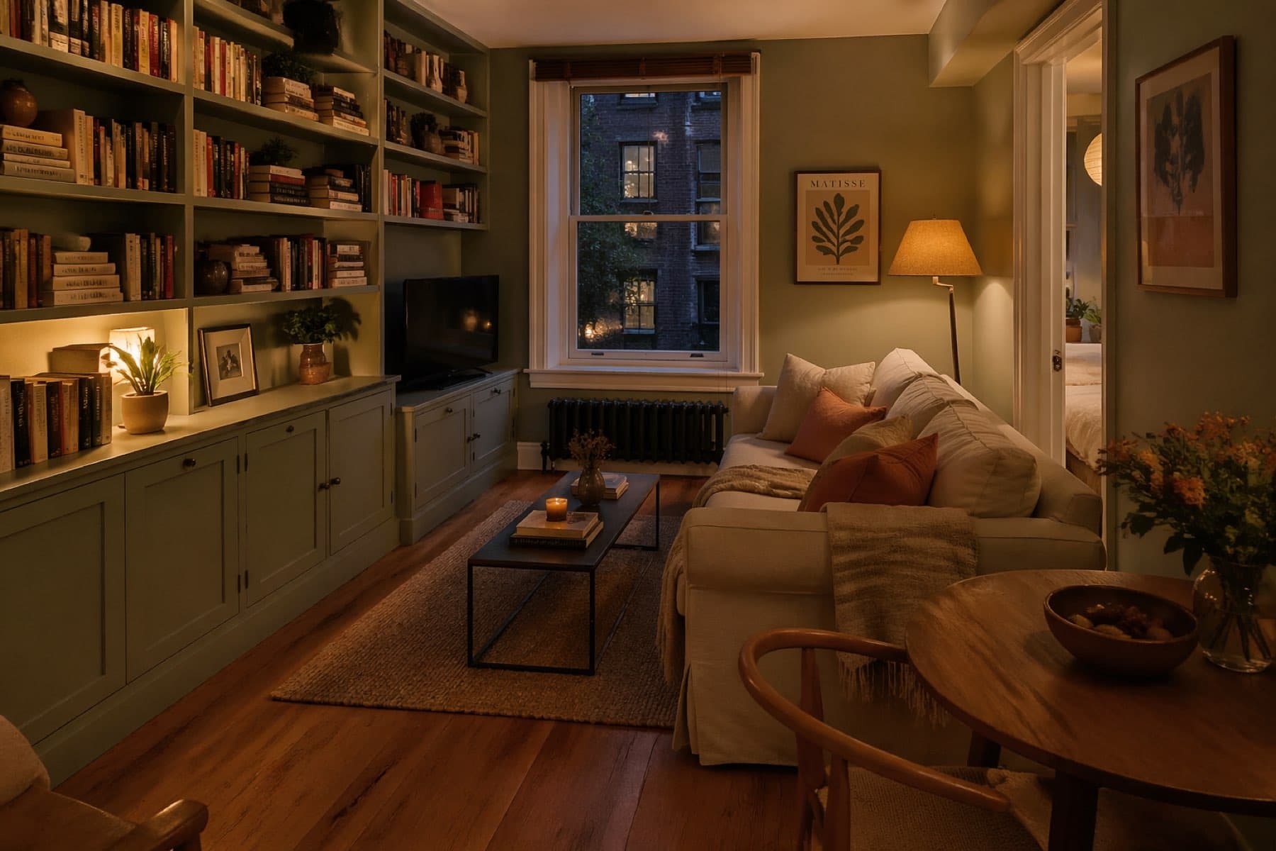 Cozy small-footprint flat living area