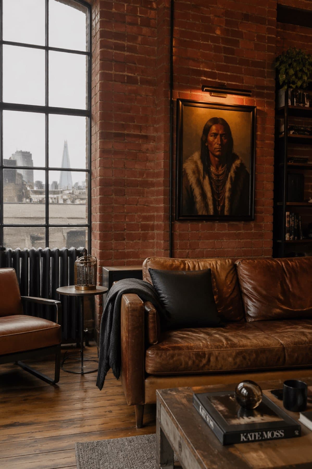 Brick, oak, warm not cold.